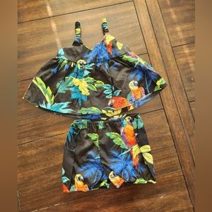 RJC Paradise Parrots Infant Toddler Bungee Dress With Bloomers In Black